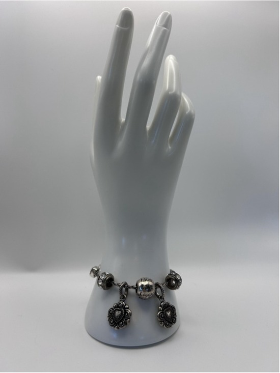 Brighton Jewelry - Brighton Bracelet Silver Tone Chain Heart Charm Blue Rhinestone Jewelry